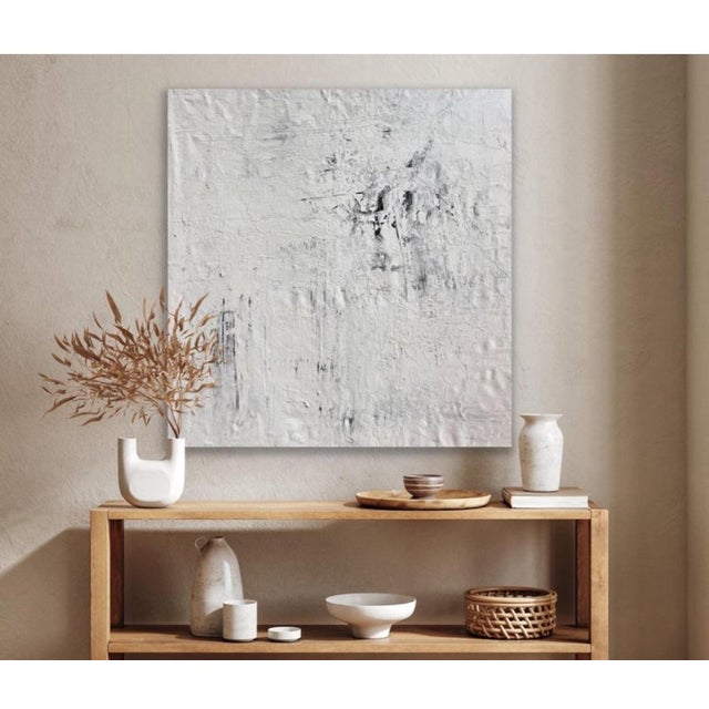 White Mirtha Moreno Oil on Canvas Painting Titled “AbEx Whitewash 1” For Sale - Image 8 of 8
