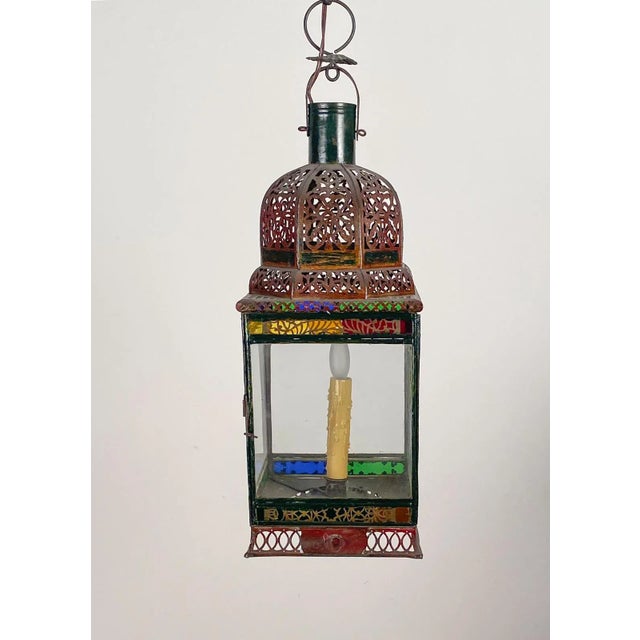 Metal Vintage Ottoman Style Lantern, Mid Century For Sale - Image 7 of 8