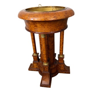 French Neoclassical Pedestal Jardinière in Burl Wood and Amaranth by Maison Rémy, Paris, 1986 For Sale