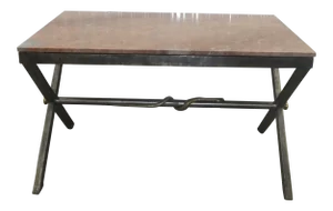 Neoclassical Marble Top Iron Table With Brass Snake