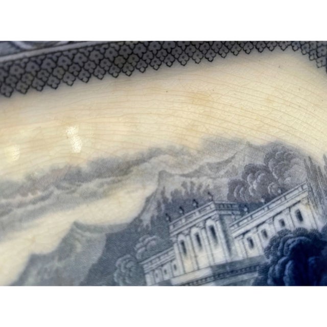 Antique Wedgwood Pearl Stoneware Platter “California” Scene, C. 1875 – Blue & White Transferware For Sale In Miami - Image 6 of 10
