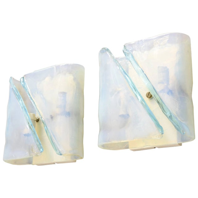 Glass Opaline Glass Sconces from Mazzega, 1960s, Set of 2 For Sale - Image 7 of 7