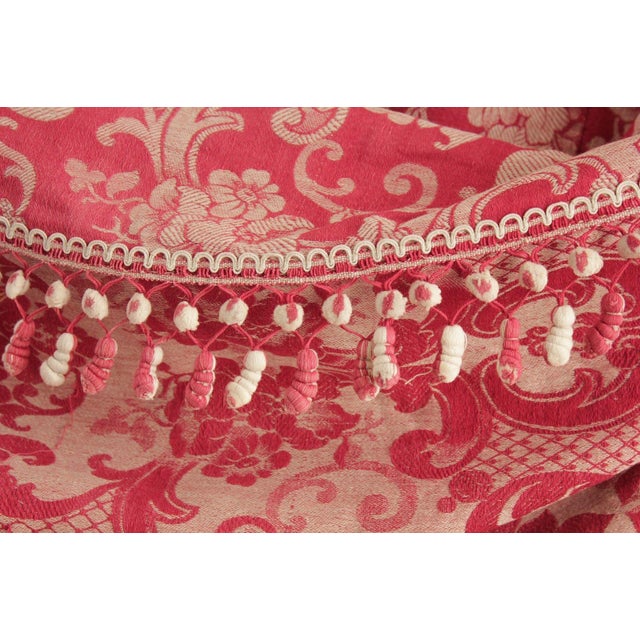 Antique 1850s French Red Damask Curtain Fabric Bed Drape W/ Trim Chairish