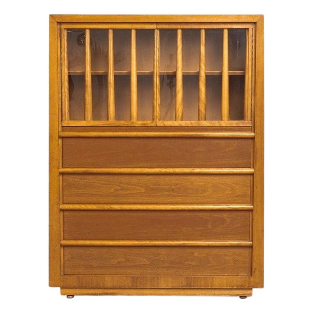 Mid Century Wood Secretary Cabinet Desk by Robsjohn-Gibbings for Widdicomb, 1960s For Sale