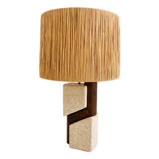 Stone and Wood Lamp by Albert Tormos, 1960s For Sale