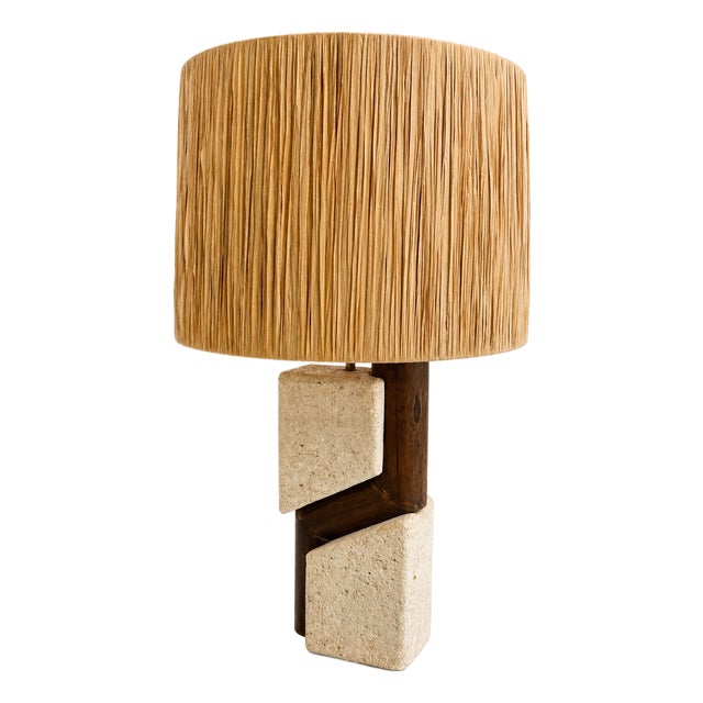Stone and Wood Lamp by Albert Tormos, 1960s For Sale