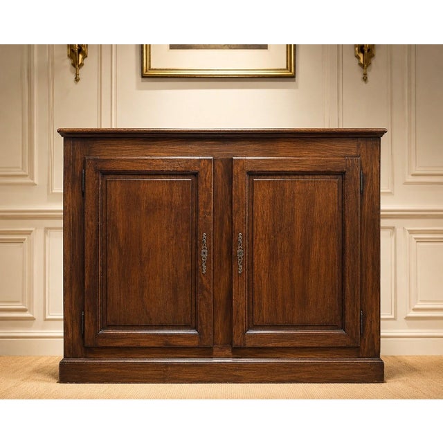 Brown Regency Low Sideboard with Plinth in Oak Herringbone Top For Sale - Image 8 of 9