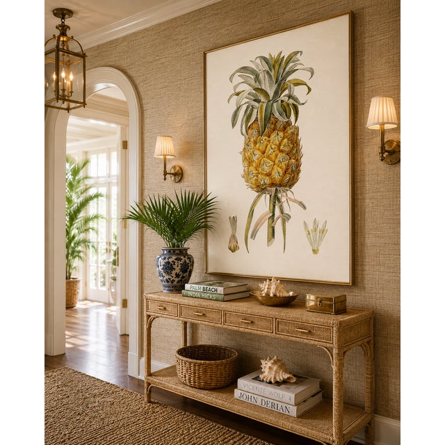 English Vintage Hand-Drawn Pineapple, Botanical Art Print Reproduction, 20" X 30" For Sale - Image 3 of 10