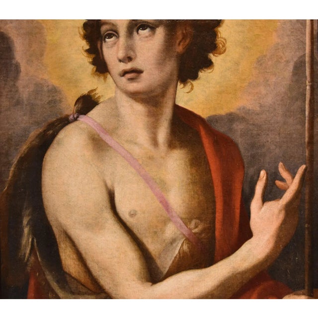 Florentine School Artist, St. John the Baptist, 1500-1600, Oil on Canvas For Sale - Image 10 of 16