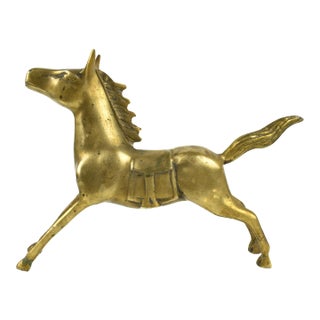 Mid-Century Solid Gold Brass Horse Figurine For Sale