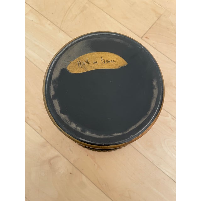Metal Vintage French Neoclassical-Style Black and Gold Tole Cachepot For Sale - Image 7 of 10