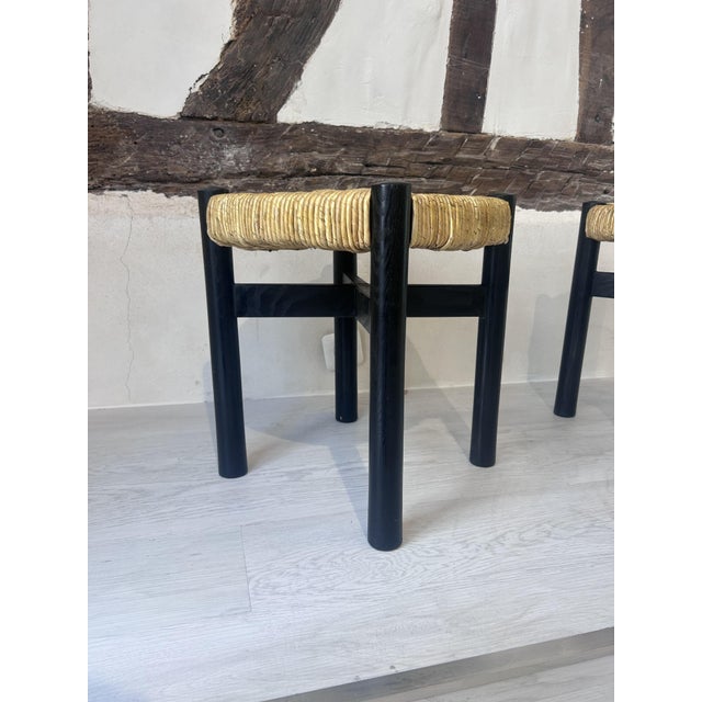 Black Vintage Black Meribel Stools by Charlotte Perriand, 1960, Set of 2 For Sale - Image 8 of 17