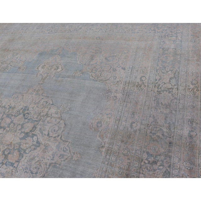Antique Persian Khorassan Rug With Soft Blue and Taupe Allover Medallion 9'7 X 13 For Sale In Atlanta - Image 6 of 16