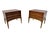 Add timeless mid-century style to your space with this stunning pair of Lane Rhythm walnut nightstands, circa 1960s....