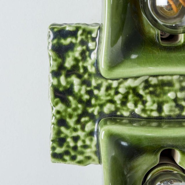 Green Textured Square Wall Light from Pan Ceramics, 1960s, 1970 For Sale - Image 3 of 16