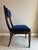 Jonathan Charles Open Back Dining Chair, Custom Blue Velvet Upholstery, Bleached Crotch Walnut Finish, Gold Accents For Sale - Image 16 of 18
