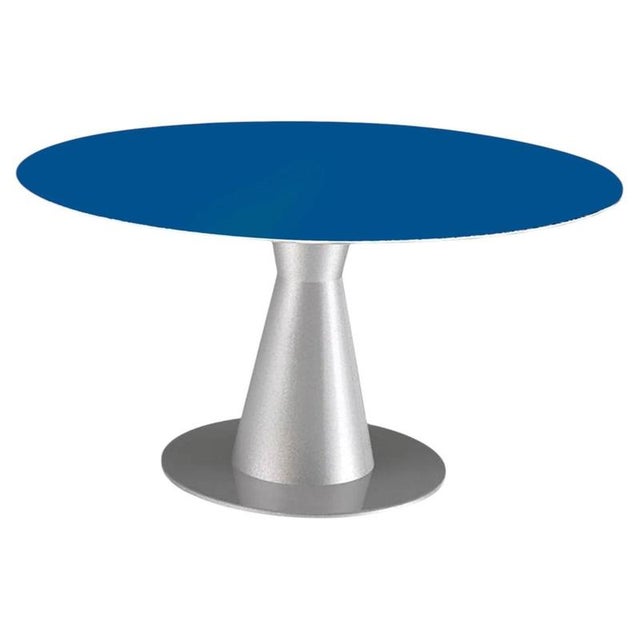 Glass Arbat Round Dining Table in Powder-Coated Aluminum by Altreforme For Sale - Image 7 of 7