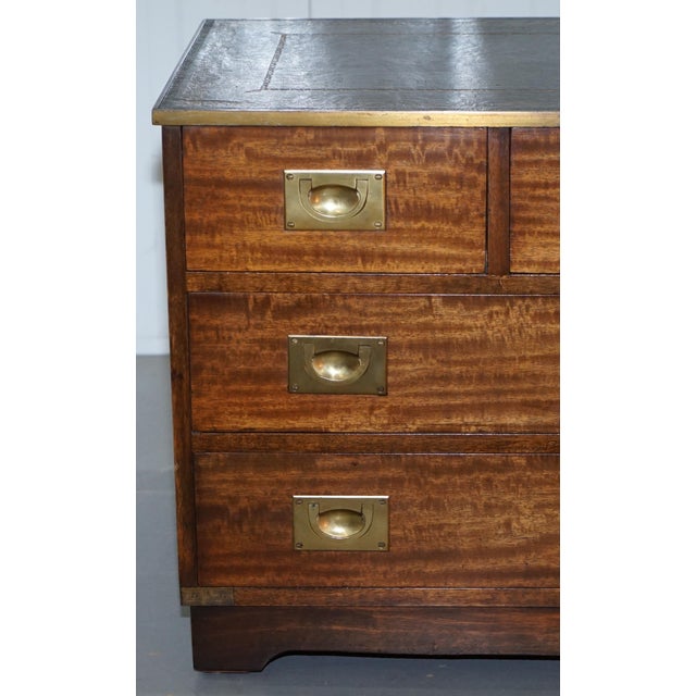 Reprodux Campaign Chest of Drawers with Leather Top by Bevan Funnell For Sale - Image 10 of 18