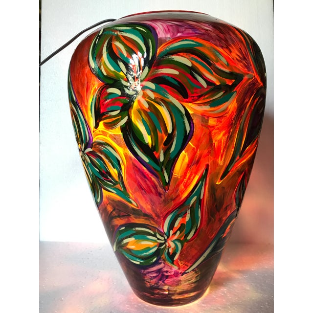 1990s Original Hand Painted Vase by Monique Nichols Signed and Numbered For Sale - Image 11 of 12