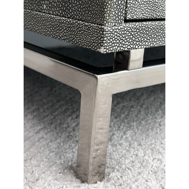 2020s Cb2 Faux Shagreen Embossed Tall Chest For Sale - Image 5 of 10