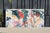 "Tropical Abundance IIII" is a botanical painting triptych by Romina Milano where a dance of tropical flowers unfolds...