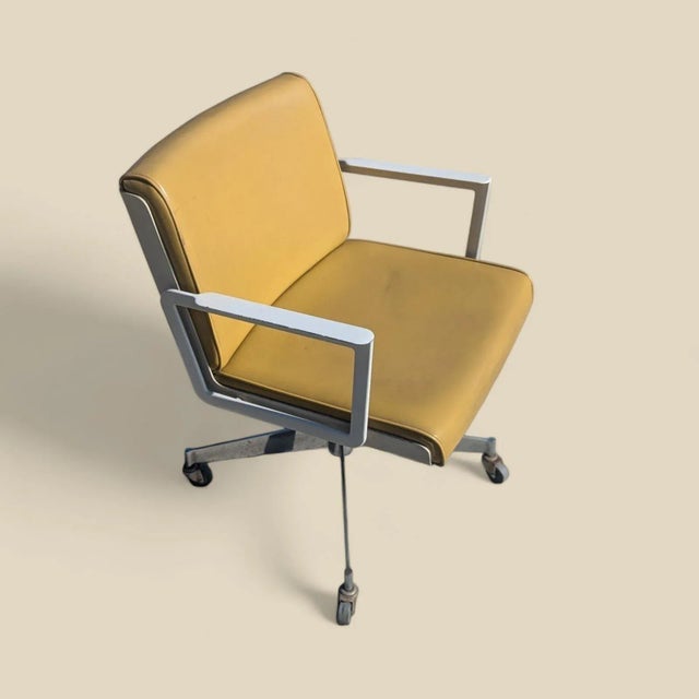 Light Yellow 1970s Mid-Century Chrome and Molded Plastic Desk Chair For Sale - Image 8 of 10