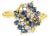 Sapphire Diamond Cluster Ring .81cttw 14k Yellow Gold, Size 3 For Sale