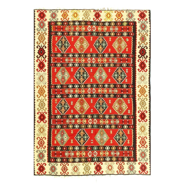 Rust Vintage Turkish Kilim 6'11" X 9'7" For Sale - Image 4 of 5