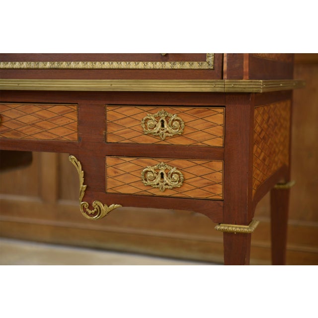 Napoleon III Louis XVI Style Marquetry Cylinder Desk For Sale - Image 10 of 18