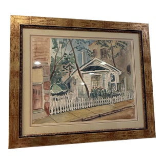 1980s Professionally Framed Original Watercolor – Cottage Garden Scene (24.75” X 29”) 0 Unsigned For Sale