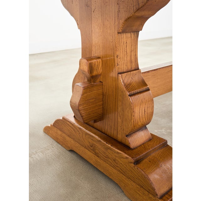 Brown Country French Provincial Oak Farmhouse Trestle Dining Table 8 Ft For Sale - Image 8 of 18