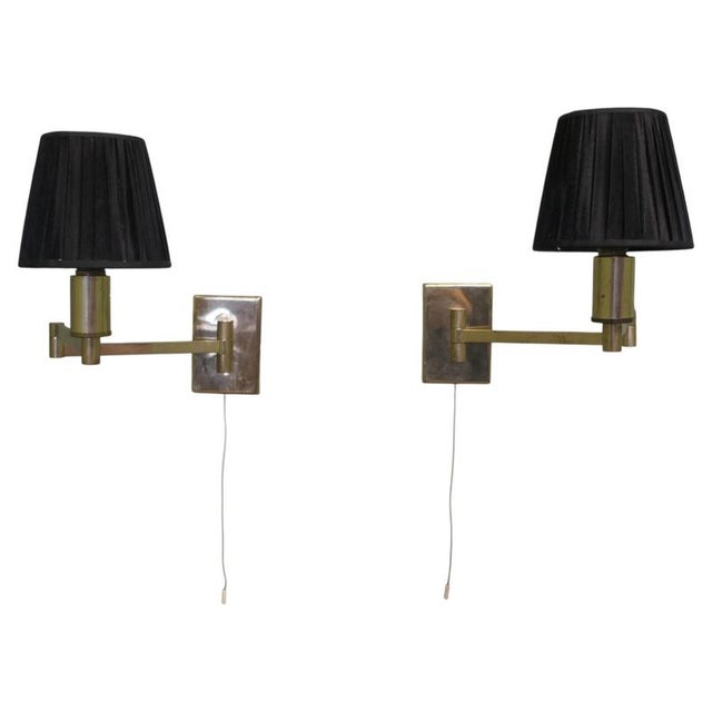 Metal Brass Swing Arm Wall Lights, 1960, Set of 2 For Sale - Image 7 of 7