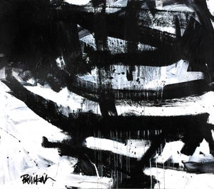 "Gray Runs With Black Whites" Contemporary Abstract Acrylic Painting by Robbie Kemper
