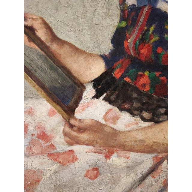 Gyula Kovács, Jeune Femme Hongroise avec un Miroir, 1929, Oil on Canvas, Framed For Sale - Image 4 of 10