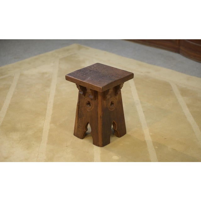 Early 20th Century Brutalist Oak Stool, 1950s For Sale - Image 6 of 9
