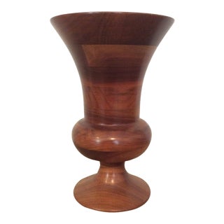 1970s Walnut Decorative Urn For Sale