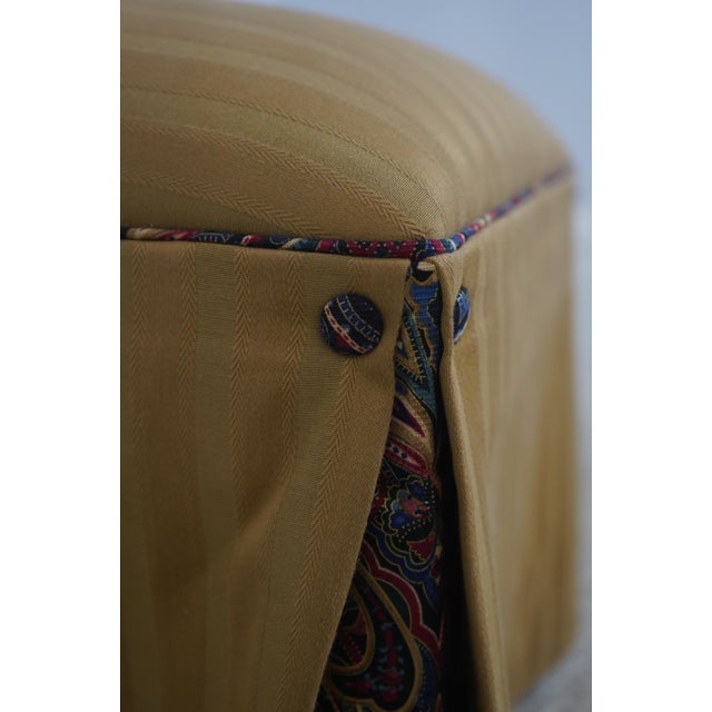 Pair of Upholstered Skirted Parsons Host High Back Chairs For Sale - Image 15 of 18