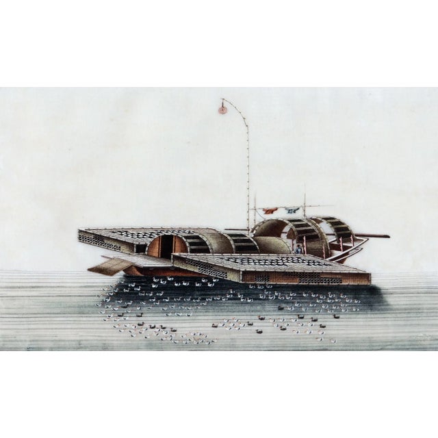 Set of Five 19th Century China Trade Watercolors of Junks on Pith Paper For Sale In Philadelphia - Image 6 of 12