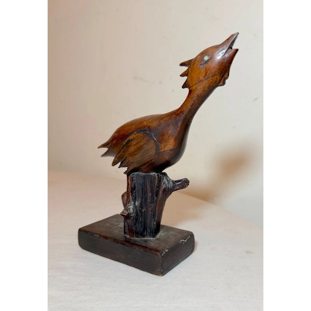 Antique Hand Carved Wood 19th Century Folk Art Shore Bird Statue Sculpture For Sale - Image 4 of 13