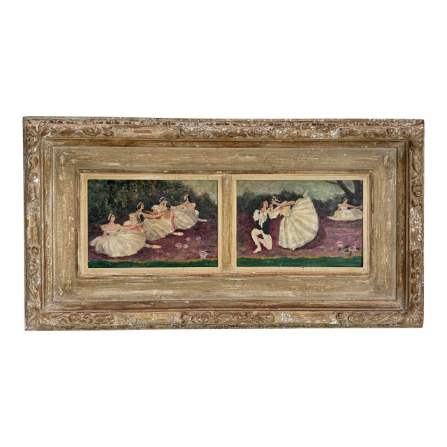 1950s T. Miyata Shunyô-Kai Association Oil on Panel Diptych “Les Sylphides No. 1 & 2” For Sale