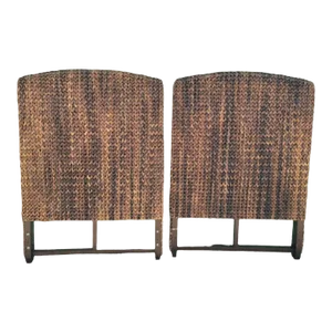 Vintage Woven Braided Variegated Stained Seagrass Extra Tall Twin Size Headboards- a Pair