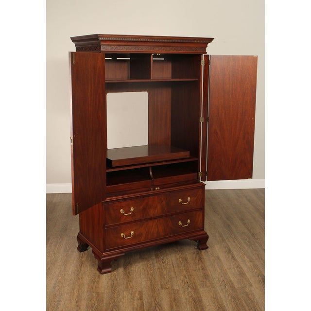 Traditional Henkel Harris Mahogany Entertainment Armoire For Sale - Image 3 of 18