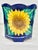 Fun and colorful vintage planter. Features sunflowers. Has a hole for drainage. Could be used as a planter, Cachepot (with...