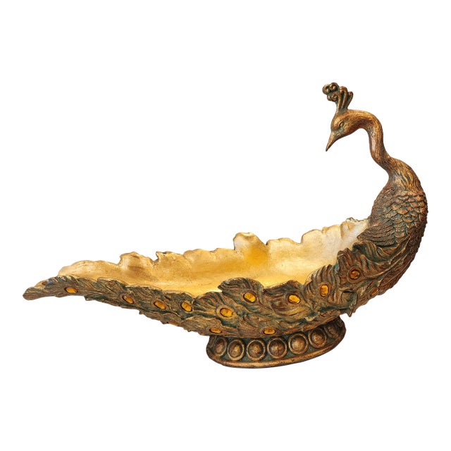 1980s Vintage Peacock Centerpiece Bowl For Sale
