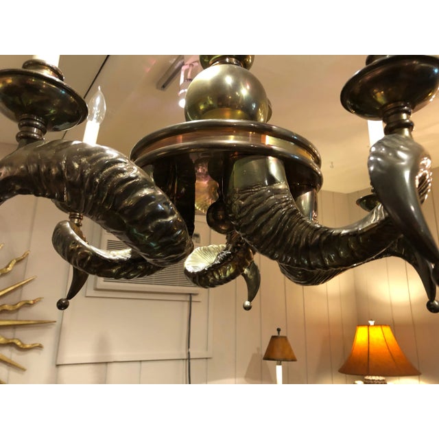 1970s Hunky Brass Rams Horn Motif Chandelier Chairish