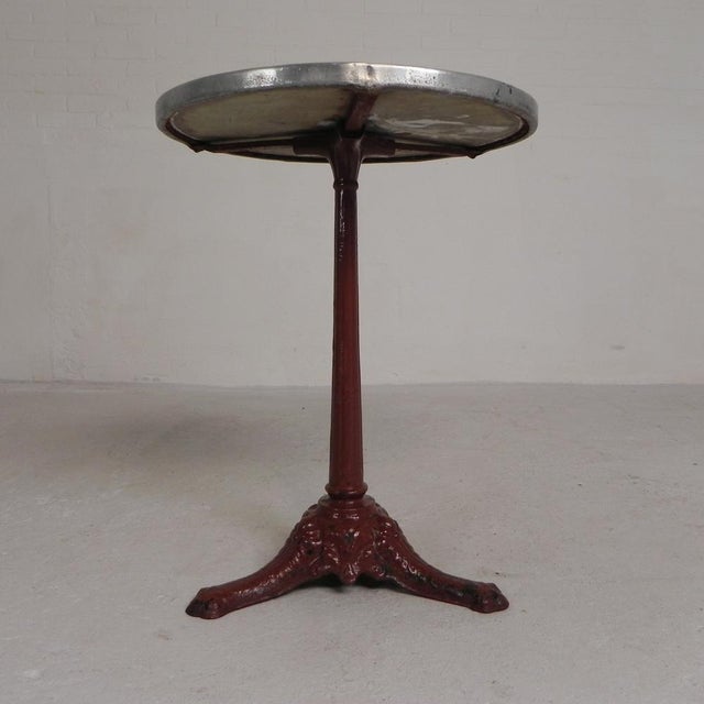 Bistro Table with Cast Iron Legs and Marble Top, 1920s For Sale - Image 4 of 18