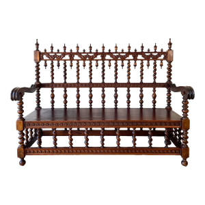 19th Century Walnut Barley-Twist Hall Bench