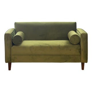 Brand New Loveseat Sofa Avocado Green Velvet Upholstery Solid Wood Frame’ For Sale