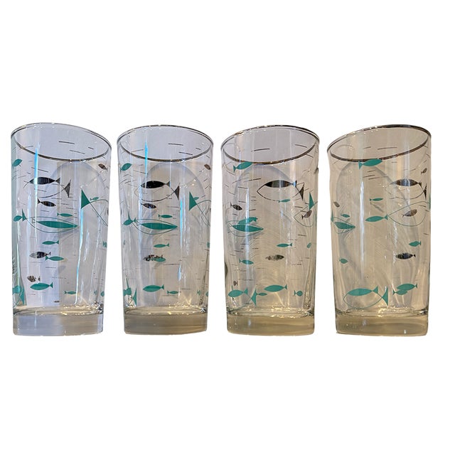 Libbey Glass Co. Vintage 1956 Libbey “Mediterranean” Atomic Fish Tumblers — Set of 4 For Sale - Image 4 of 9