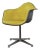 Eames Pac Yellow Padded Swivel Armchair W/Gray Fiberglass Shell & Aluminum Base For Sale